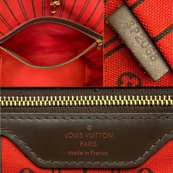 Louis Vuitton Neverfull MM Damier Ebene Cherry Red Tote Shoulder Bag(SP2068) - Picture 9 of 12